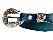Load image into Gallery viewer, Slim Black Belt with Floral
