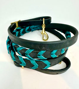 Black and Turquoise Barrel Rein