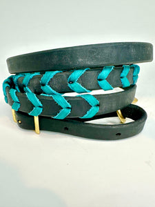 Black and Turquoise Barrel Rein