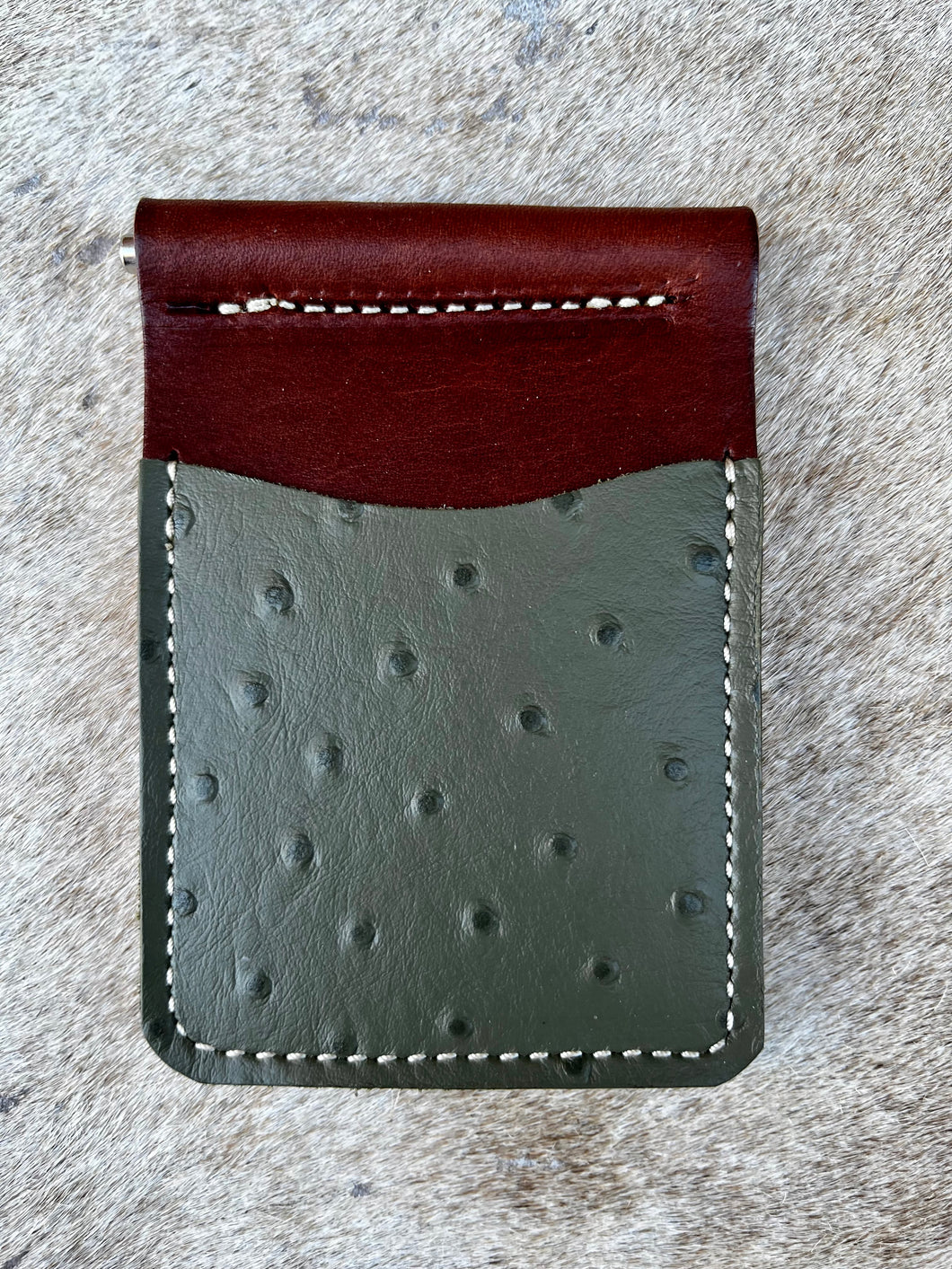 Green Ostrich Money Clip