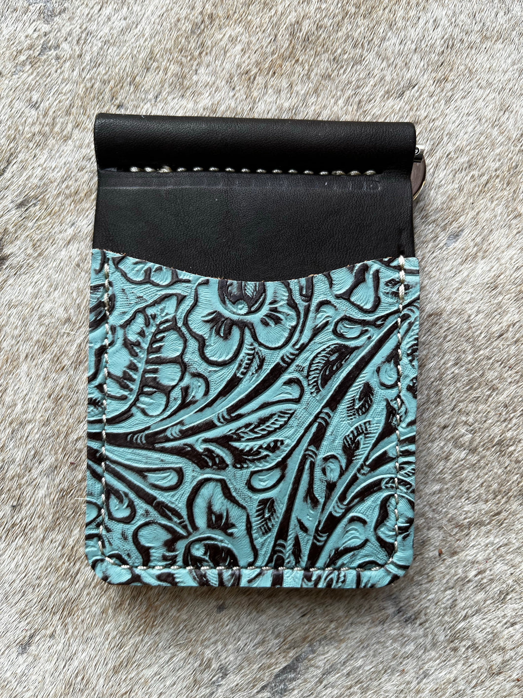 Dark Turquoise Embossed Money Clip