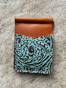 Light Turquoise Embossed Money Clip